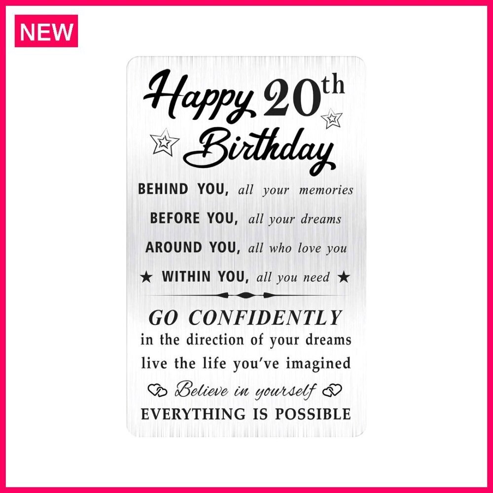 Stainless Steel Engraved 20th Birthday Wallet Card Gift